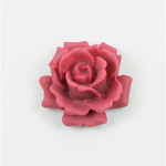 Plastic Carved No-Hole Flower - Rose 33x20MM MATTE MAROON