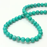 Gemstone Bead - Smooth Round 2.5MM Diameter Hole 08MM HOWLITE-DYED CHINESE TURQ