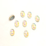 Glass Medium Dome Foiled Cabochon - Coated Oval 06x4MM CRYSTAL AB