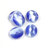 Fiber-Optic Flat Back Cabochon - Rauten Rose Oval 12x10MM CAT'S EYE LT BLUE