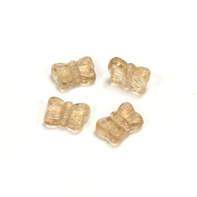 Czech Pressed Glass Engraved Bead - Butterfly 08MM SMOKE TOPAZ