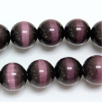 Fiber-Optic Synthetic Bead - Cat's Eye Smooth Round 12MM CAT'S EYE PURPLE