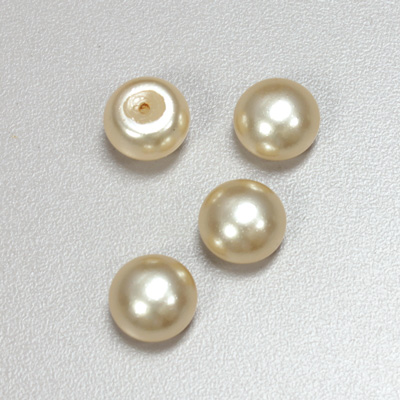 Glass High Dome Cabochon Pearl Dipped - Round 12MM CREME