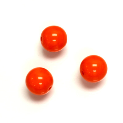 Plastic Bead - Opaque Color Smooth Round 12MM BRIGHT TANGERINE