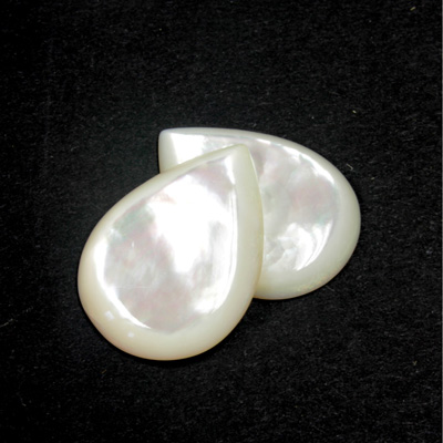 Shell Flat Back Cabochon - Pear 25x18MM WHITE MOP