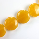 Gemstone Bead - Smooth Round Lentil 18MM Dyed QUARTZ Col. 38 AMBER