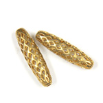 Brass Machine Made Bead - Diamond Cage Oval 05x19MM RAW BRASS