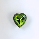 Glass Point Back Foiled Tin Table Cut (TTC) Stone - Heart 12x11MM OLIVINE