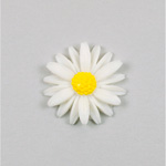 Plastic Carved No-Hole Flower - Daisy 30MM WHITE with YELLOW Center