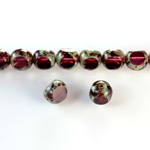Czech Glass Fire Polish Bead 3 Cut Window 08MM AMETHYST with DIFFUSION COATING