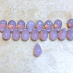 Czech Pressed Glass Pendant - Smooth Drop 9x6MM OPAL AMETHYST