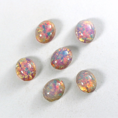 Glass Medium Dome Lampwork Cabochon - Oval 10x8MM FIRE OPAL (01003)