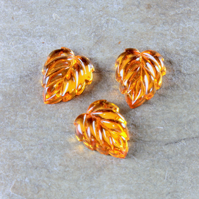 Preciosa Glass Flat Back Leaf 12MM TOPAZ Foiled