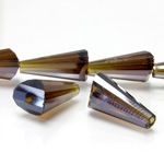 Chinese Cut Crystal Bead - Fancy Cone 16x8MM DARK TOPAZ LUMI COAT