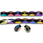 Cut Crystal Bead - Rectangle 11x5MM JET IRIS