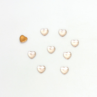 Glass Medium Dome Foiled Cabochon - Heart 04x4MM ROSALINE