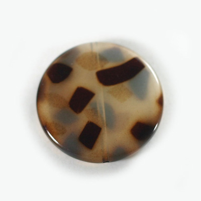 Plastic  Bead - Mixed Color Smooth Flat Round 30MM WHITE TORTOISE