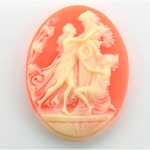 Plastic Cameo - Women Wreaths at Altar Oval 40x30MM IVORY ON CORNELIAN