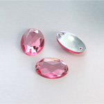 Plastic Flat Back 2-Hole Foiled Sew-On Stone - Oval 18x13MM LT ROSE