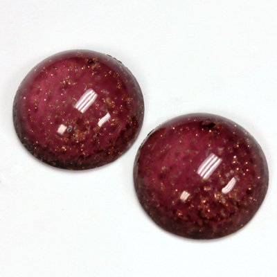 Glass Medium Dome Lampwork Cabochon - Round 20MM GOLD FLECK AMETHYST (05055)