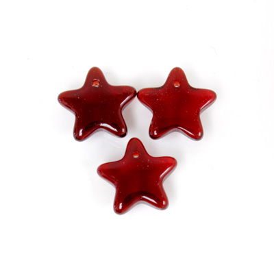 German Pressed Glass Pendant - Smooth Star 11MM GARNET