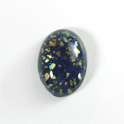 Glass Medium Dome Lampwork Cabochon - Oval 25x18MM BLACK OPAL (00374)