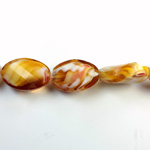 Chinese Cut Crystal Millefiori Bead - Oval Twist 20x15MM LT BROWN