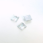 Plastic Flat Back 2-Hole Foiled Sew-On Stone - Square 8MM CRYSTAL