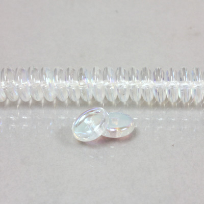 Czech Pressed Glass Bead - Smooth Rondelle 8MM CRYSTAL AB