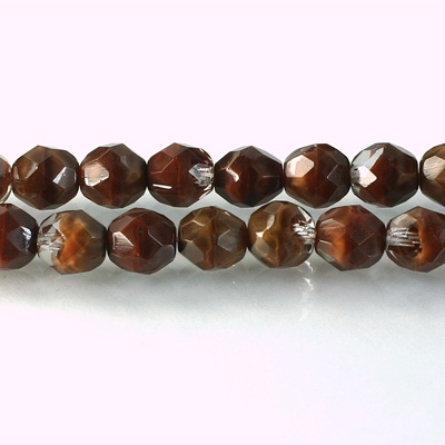 Czech Glass Fire Polish Bead - Round 08MM MOONSTONE RED