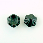 Czech Glass Flower with Center Hole - Round 12MM MATTE JET