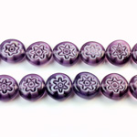 Glass Millefiori Bead - Round Donut 40MM AMETHYST WHITE (41)