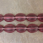 Czech Pressed Glass Bead - Melon Ribbed Oval 12x9MM MATTE AMETHYST