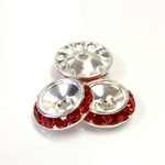 Czech Rhinestone Rondelle Shrag Rivoli Back Setting - Round 15MM outside with 10.5mm (ss47) Recess LT SIAM RUBY-SILVER