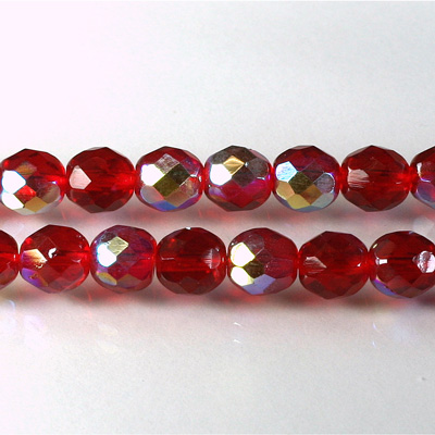 Czech Glass Fire Polish Bead - Round 08MM RUBY AB