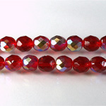 Czech Glass Fire Polish Bead - Round 08MM RUBY AB