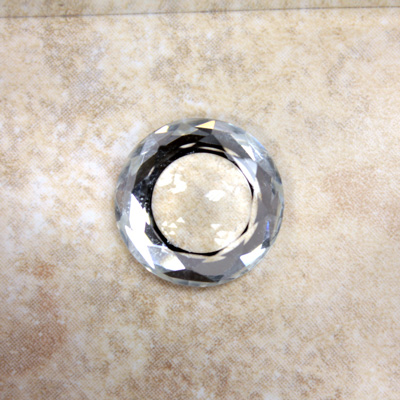 Glass Flat Back Faceted Top Recess Dome in Back Round 18MM CRYSTAL