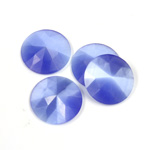 Fiber-Optic Flat Back Cabochon - Rauten Rose Round 15MM CAT'S EYE LT BLUE