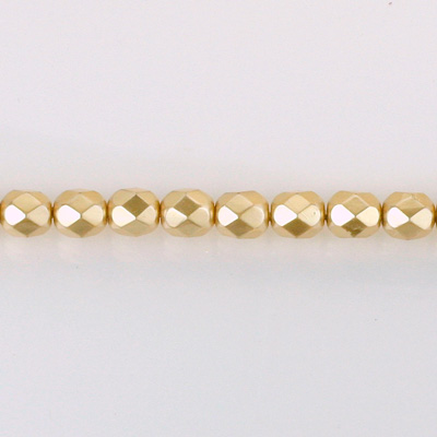 Czech Glass Pearl Faceted Fire Polish Bead - Round 04MM GOLD 70486