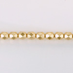 Czech Glass Pearl Faceted Fire Polish Bead - Round 04MM GOLD 70486