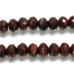 Czech Glass Fire Polish Bead - Rondelle Donut 09x6MM TIGEREYE RED