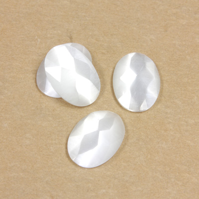 Fiber-Optic Flat Back Cabochon - Rauten Rose Oval 14x10MM CAT'S EYE WHITE