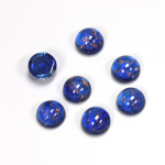 Glass Medium Dome Lampwork Cabochon - Round 07MM GOLD FLECK SAPPHIRE (05054)