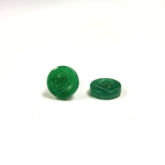 Glass Flat Back Intaglio - Warrior Head Round 9MM  CHRYSOPHRASE Left Facing