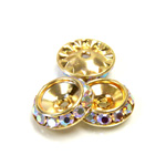 Czech Rhinestone Rondelle Shrag Rivoli Back Setting - Round 15MM outside with 10.5mm (ss47) Recess CRYSTAL AB-GOLD