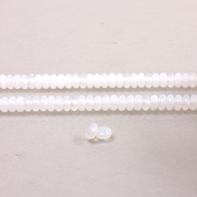 Czech Pressed Glass Bead - Smooth Rondelle 4MM WHITE OPAL