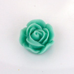 Plastic Carved No-Hole Flower 20MM MATTE GREEN TURQUOISE