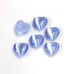 Fiber-Optic Cabochon - Heart 08MM CAT'S EYE LT BLUE