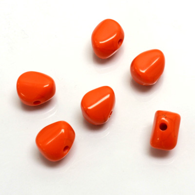 Plastic Bead - Nugget 09MM BRIGHT TANGERINE