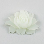 Plastic Carved No-Hole Flower - Rose 43x32MM TRANS MATTE WHITE